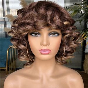 Short Curly Wigs with Bangs